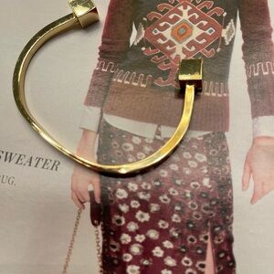J. Crew Gold-Tone Open Cuff Bracelet with Cube Ends